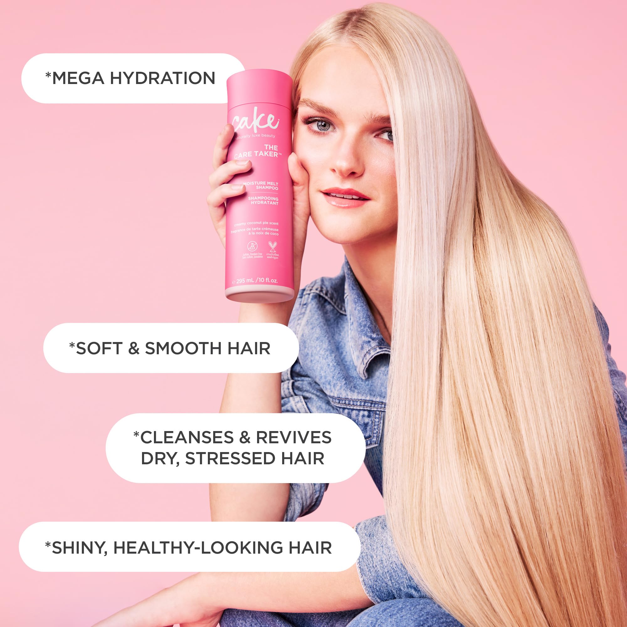 Cake Beauty Moisturizing Shampoo, The Care Taker – Hydrates and Replenishes Dry Hair – With Coconut Water, Hyaluronic Acid & Shea Butter - For All Hair Types - 10 fl oz