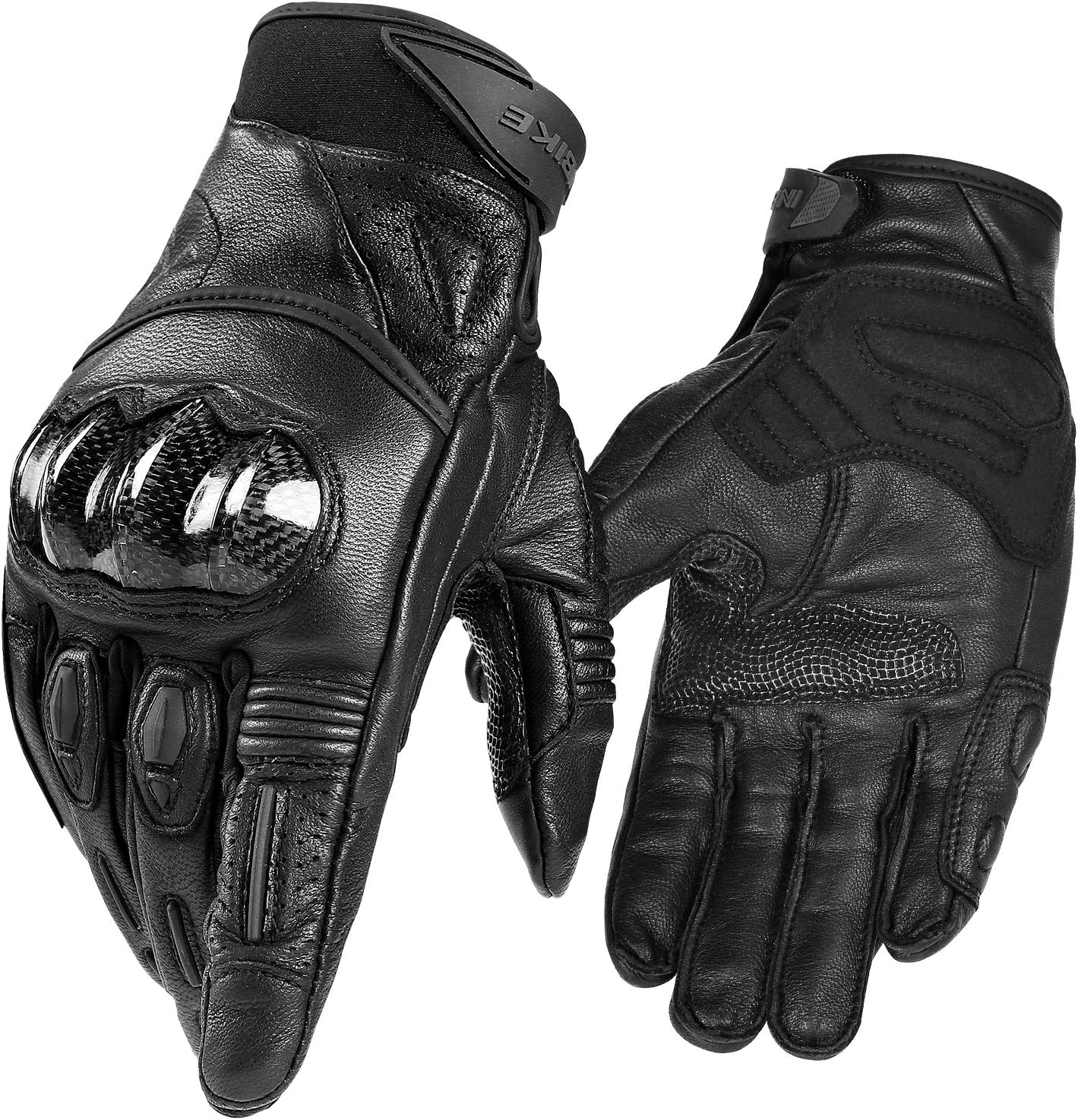 INBIKE Motorcycle Gloves Genuine Leather Powersports Motorbike Gloves Black X-Large
