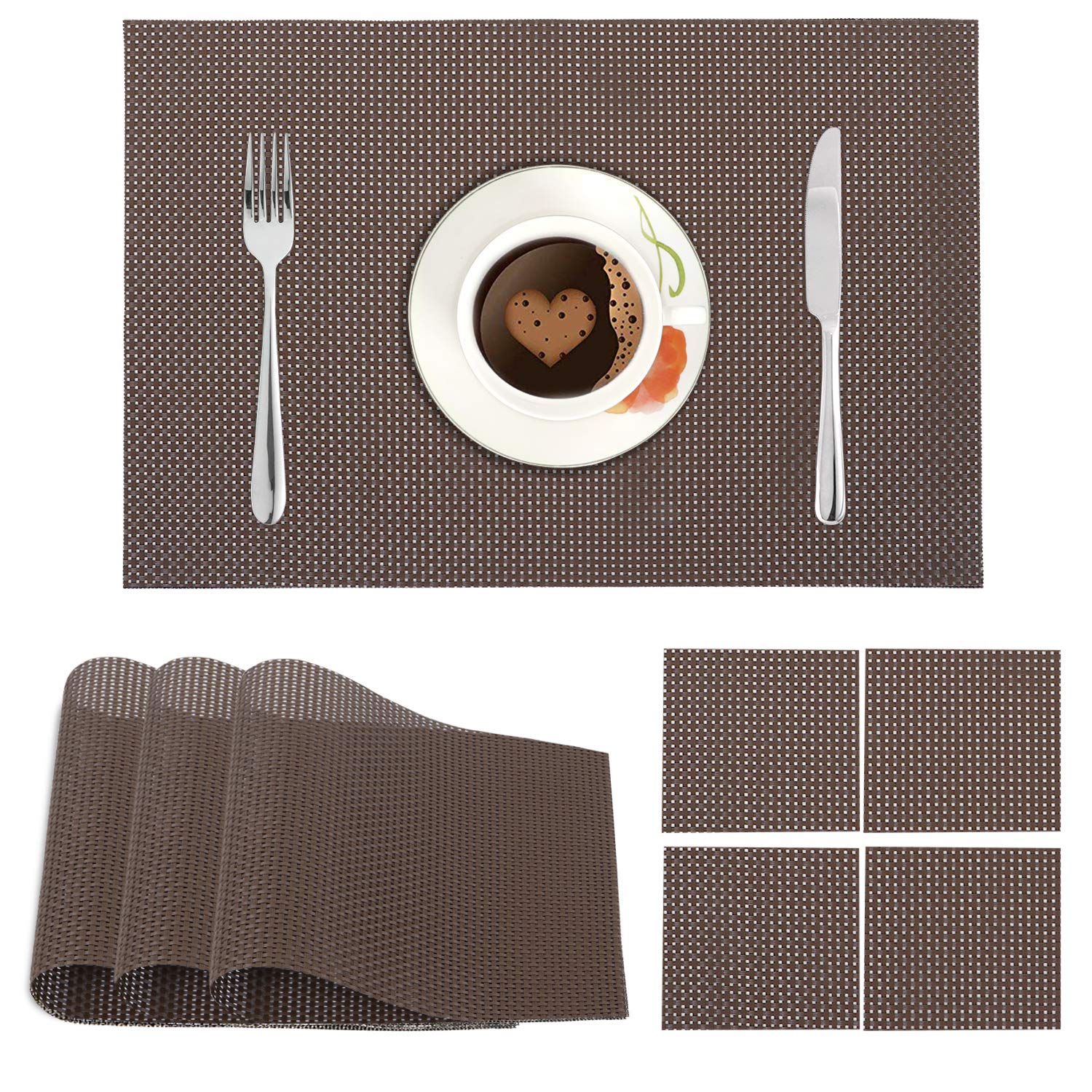 Buy HOKIPO® PVC Vinyl Washable Table Mats for Dining Table Set of 4