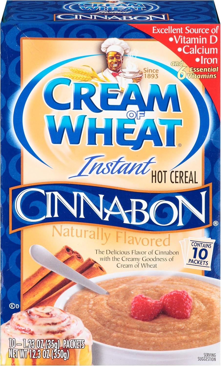 Cream of Wheat Instant Hot Cereal, Cinnabon, 1.23 Ounce, 10 Packets Grocery