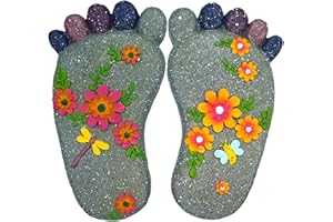 QZSDBWHCB Stepping Stones - Resin Footprint Shaped Set of 2 (Light Gray)