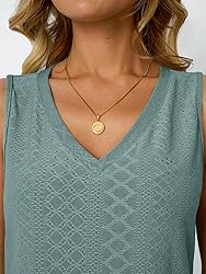 AUTOMET Women Summer Tank Top Eyelet Embroidery
