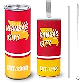 LANJAO Tumbler 20oz Straight Skinny Car Cups With Insulated Cup Sleeve Portable Handle, Sports Travel Coffee Mug, Stainless Steel, Insulated,Classic Collection Gifts for Men Women Fans