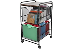 Solinxe 2-Drawer Rolling Storage Cart 3 Tier Rolling Utility Cart on Wheels for Office Home Coffee Bar, Book Art Craft Trolley Organizer, Black
