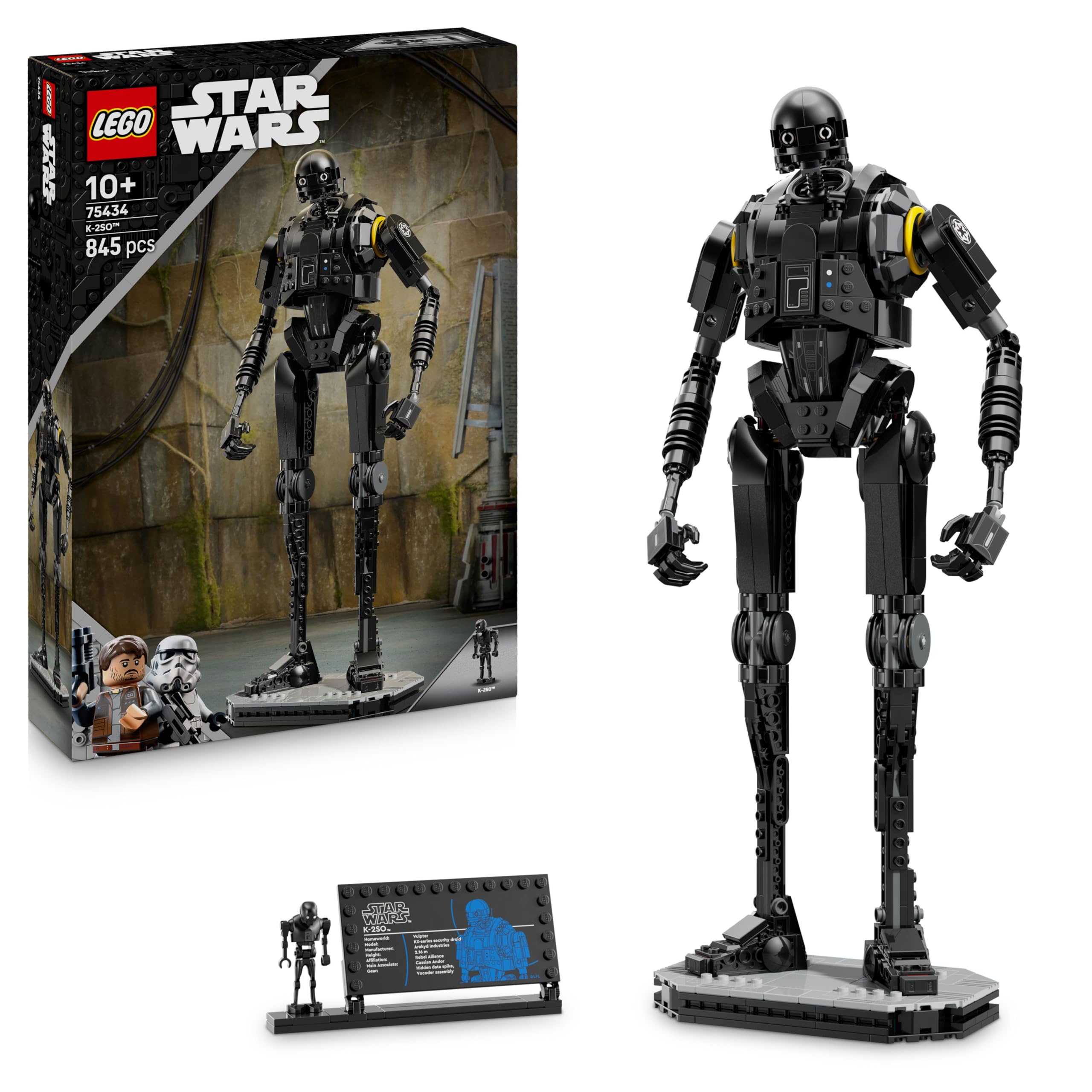 LEGO Star Wars 75434 Sicherheitsdroide K-2SO Spielzeug - Figur zum Bauen & Ausstellen, Sammler-Modell mit Infotafel – Geschenk für Jungen, Mädchen ab 10 Jahre und Erwachsene Andor-Fans