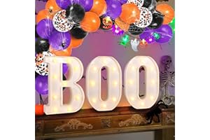 Lotus Hills Halloween Decorations Indoor, Cute Halloween Decor, BOO Marquee Letter Lights Halloween Table Décor, Halloween Mantel Decorations, Light Up Letters for Halloween Party Decorations