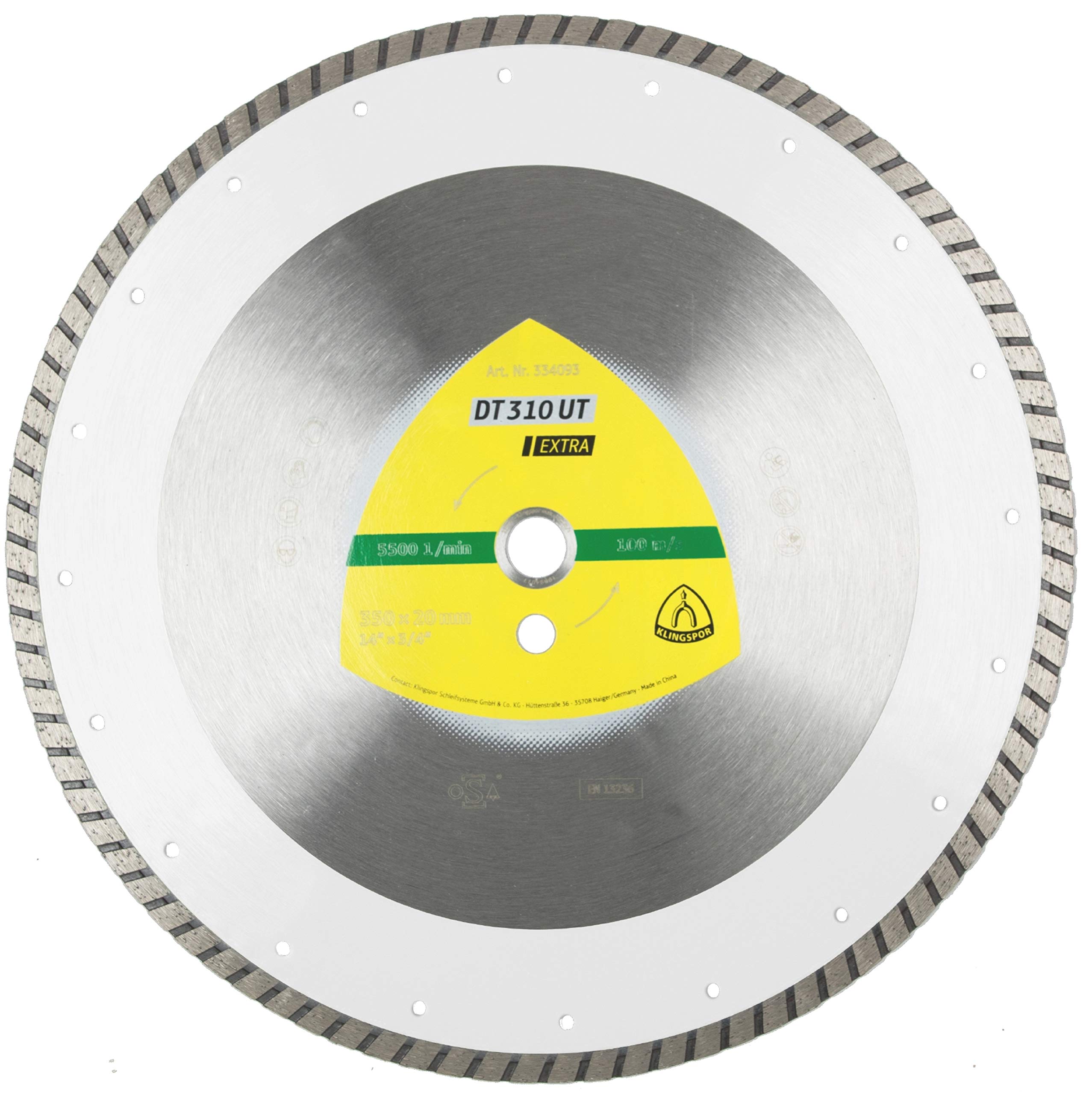 Klingspor KLI-334093 334093 DT 310 UT Diamond Cutting Discs 350 x 3 x 20 mm 3 x 10 mm Closed Edge Turbo Contents: 1 Piece