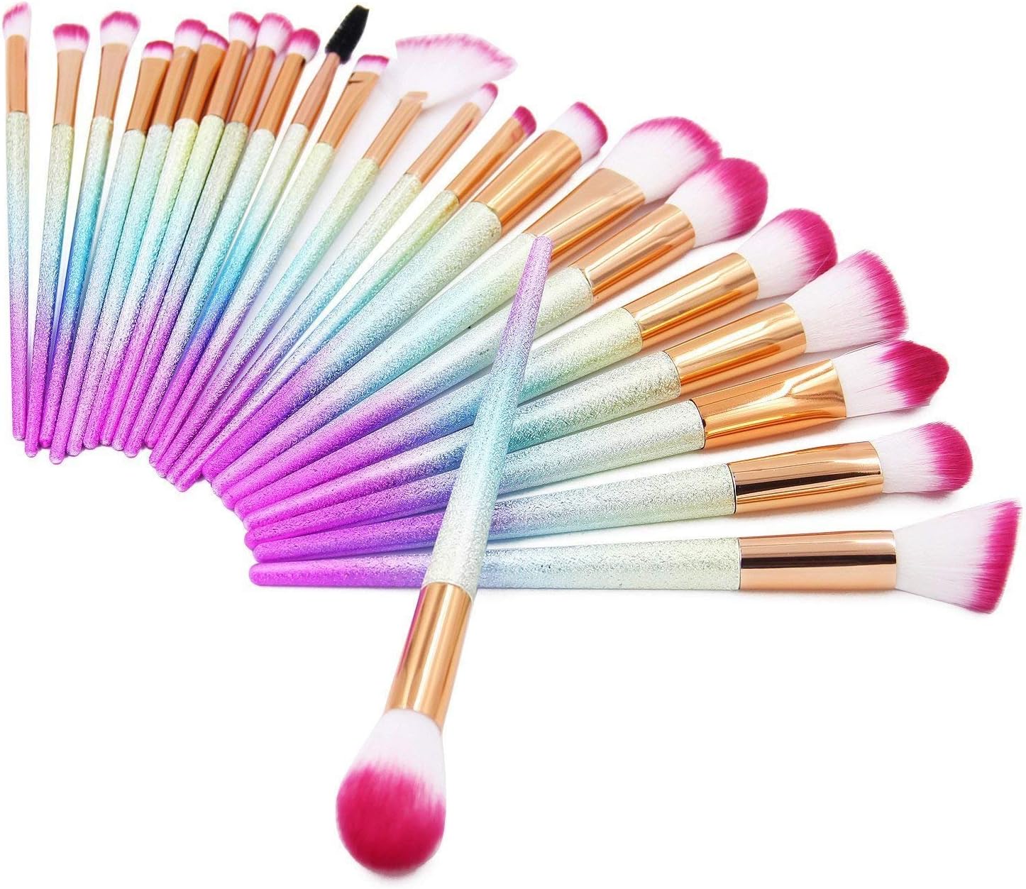 QERI Make Up Brushes 24 Pieces Professional Makeup Brush Set Foundation Powder Concealer Cosmetic Eyeshadow Brushes Kit with Rainbow Gradient Colors