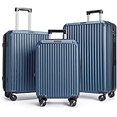 LIGHT FLIGHT Luggage Sets, Durable Hard Shell 3 Piece Set Suitcase with Spinner Wheels, Hardside Lightweight Luggage set with TSA Lock, Large Travel Luggage Set (20" 24" 28"), Royal Blue