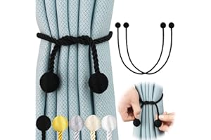 Hangtty 2 Pack Curtain Tiebacks Elegant Decorative Curtain Tie Backs Rope Curtain Holders for Drapes Window Treatment Holdbacks for Drapes or Curtains, Black