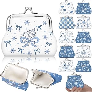 Roowest 20 Pack Coastal Seashell Bow Coin Purse Bulk Cute Clasp Kiss Lock Pouch Mini Wallet Party Favors Girls Beach Bachelor