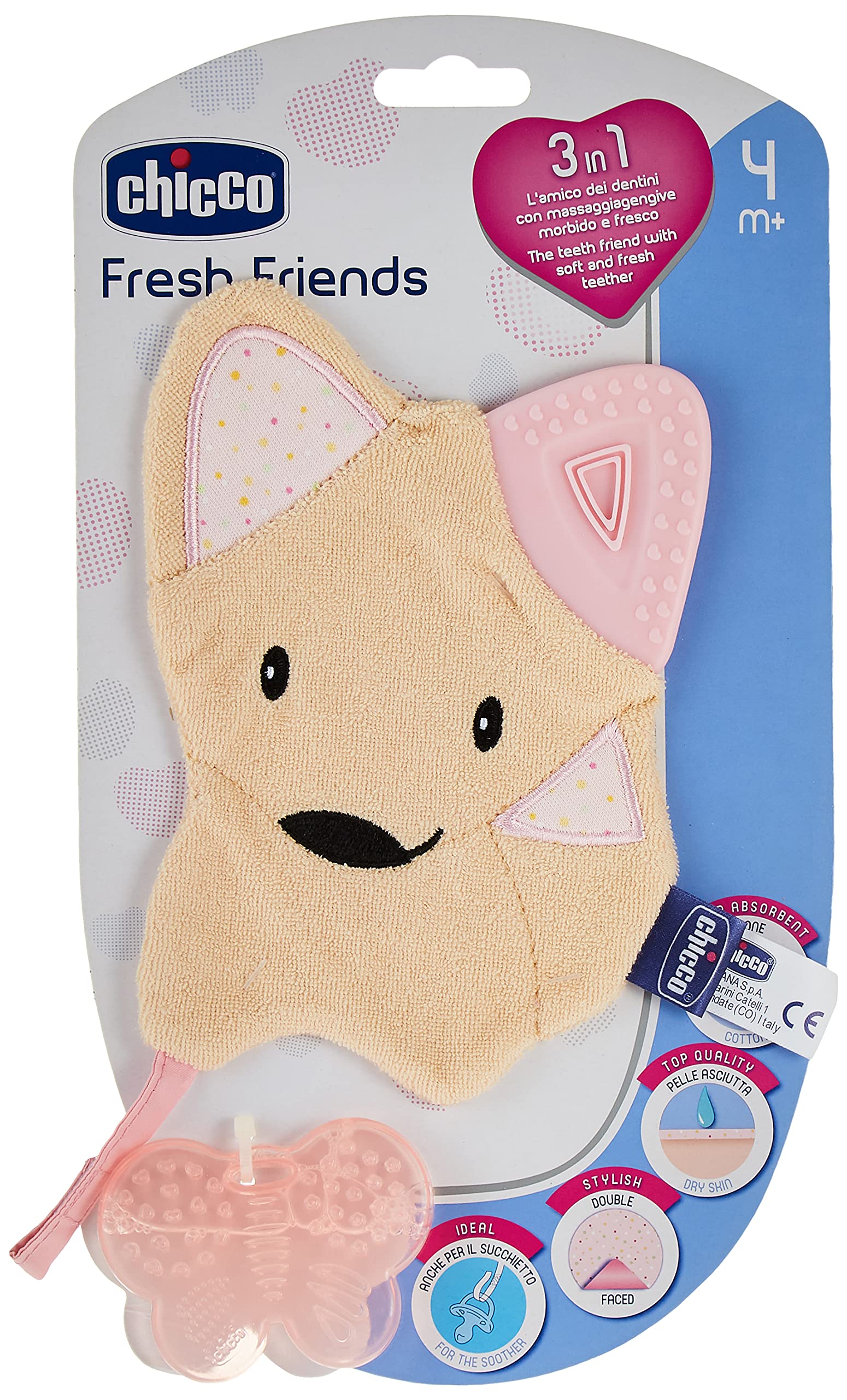 Chicco Fresh Friends 00002583100000 Soft Toy with Removable Teething Ring Girl Pink