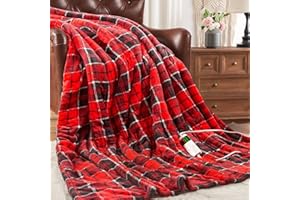OCTROT Electric Heated Throw Blanket 50"x60", Fast Heating Blanket with Dual Control, 10 Heat Level & 5 Timer Auto Off Soft Warm Sherpa Heater Blanket for Couch Sofa, Machine Washable (Red Paid)