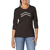 Armani Exchange Womens Long Sleeve Cotton Logo Tee