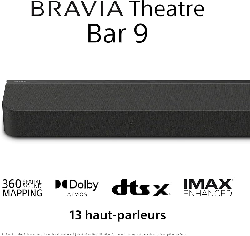 BRAVIA Theatre Bar 9 – Barre de Son TV Dolby Atmos®, 13 Haut-parleurs, Wi-FI®, Bluetooth®, 360 Spatial Sound Mapping, Modèle 2024