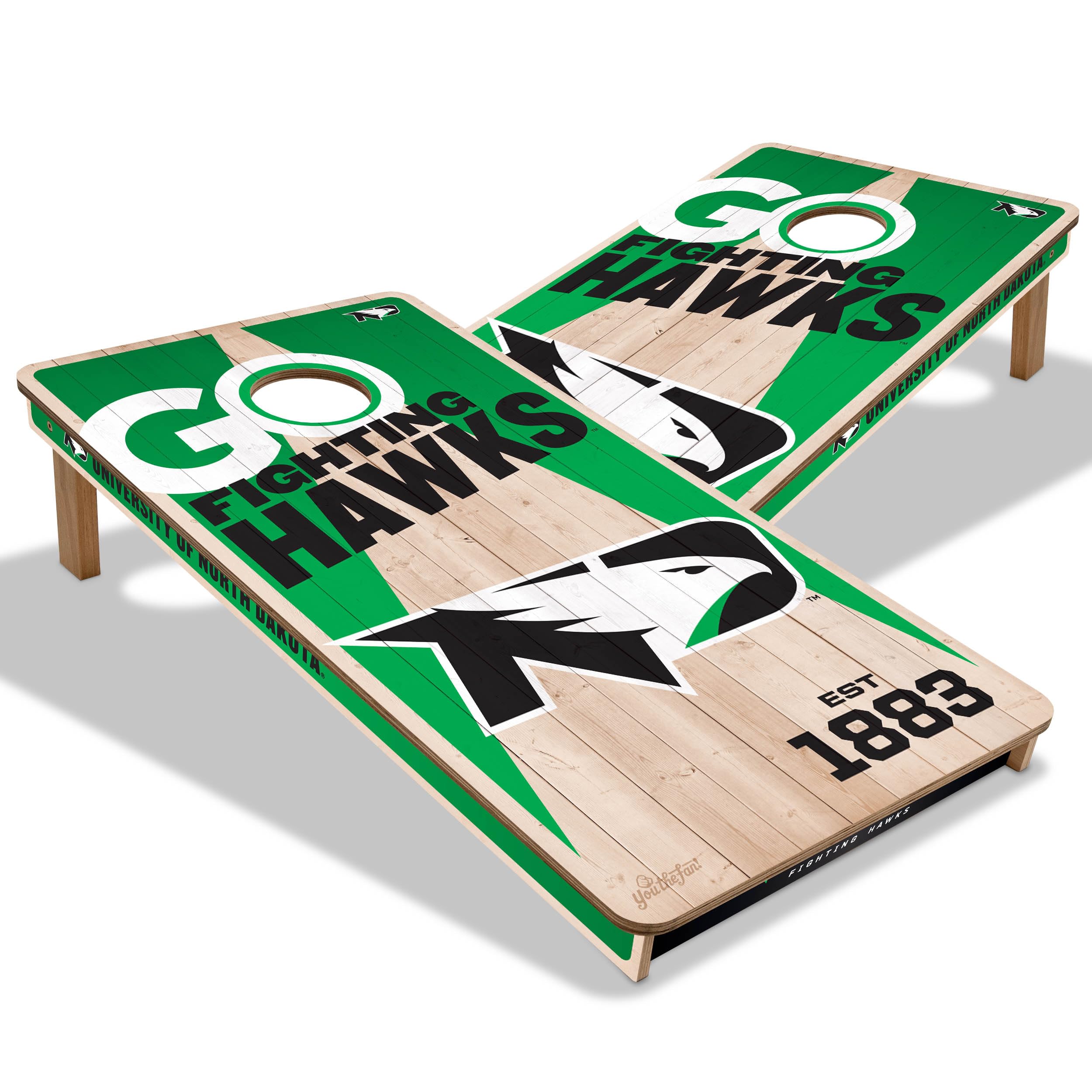 Photo 1 of YouTheFan NCAA North Dakota Fighting Hawk 2’ x 4’ Professional Wood Cornhole Game