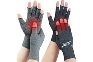 TIANHENGYI 2 Pairs Arthritis Gloves for Pain Relief, Compression Gloves for Arthritis, Carpal Tunnel, Osteoarthritis, Joint, Typing, Driving, Fingerless Hand Gloves for Women Men (Grey1+Black1, Medium)