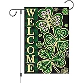 Louise Maelys St Patricks Day Garden Flag Lucky Shamrock Welcome Double Sided 12x18 Inch Small Burlap Saint Patricks Spring Holiday Yard Outdoor Outside House Decor