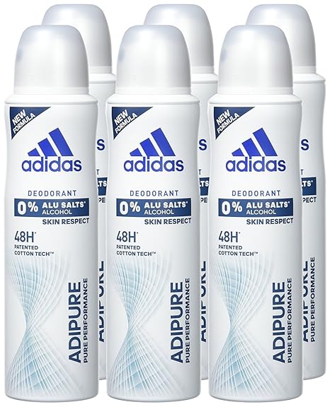 adidas adipure Deo Body Spray für Damen, 6er Pack (6x150 ml)