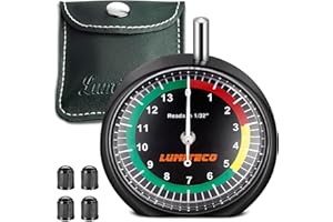 LUMITECO Tire Tread Depth Gauge, Dial Type Tire Depth Gauge Reads in 1/32" for Tread Wear, Professional Pocket Tire Gauge with Case for Truck, Motorcycle, Car and Bus Tyre in 32nds