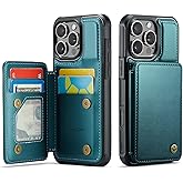 Vinich for iPhone 16 Pro Max Wallet Case with Card Holder, RFID Blocking Credit Slots Kickstand Shockproof Phone Cover Fit for iPhone 16 Pro Max 6.9" Bluish Green