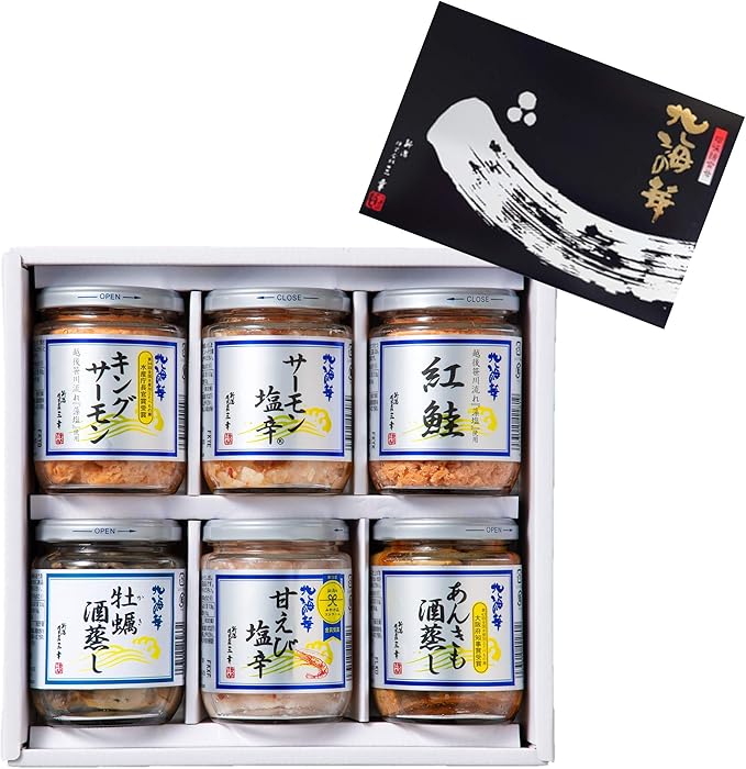 Amazon ギフト 北海の華 特選6本セット サーモン塩辛 甘えび塩辛 あん肝酒蒸し 牡蠣酒蒸し キングサーモン 紅鮭 新潟 三幸 D 37 北海の華 サーモン 塩辛 新潟 株式会社 三 幸 謹 塩辛 珍味 通販