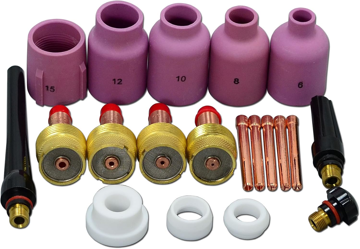 RIVERWELD TIG Gas Lens Collet Bodies 10N 45V Jumbo Large Diameter Alumina Nozzle Ceramic Cups 57N75 6#, 57N74 8#, 53N88 10#