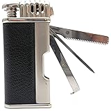 Mr. Brog Leather Tobacco Pipe Lighter and Czech Tool - All in One - Model LGHT08 Silver Black