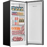 Midea 7.1 Cu.ft Upright Freezer, Fridge Freezer Convertible, Black | Large Capacity, 4 Adjustable Glass Shelves, Garage Ready, ADA Design