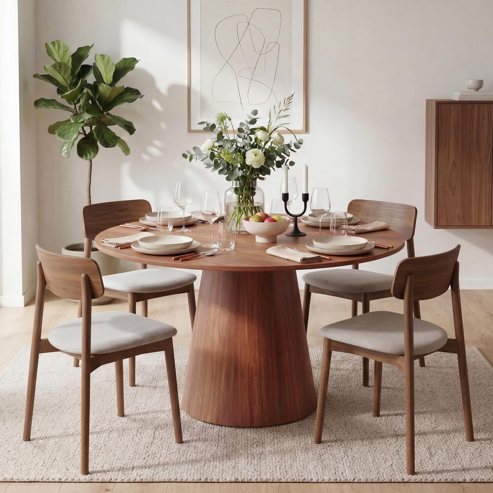 Photo 1 of ***just the Sturdy Pedestal Base****

43'' Round Dining Table for 4 - Modern Wood Kitchen Table with Sturdy Pedestal Base, Space-Saving Design for Small Spaces, Apartments, Easy Assembly