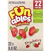 Funables Strawberry Fruit Snacks, Gluten Free, 0.8 oz, 22 Ct