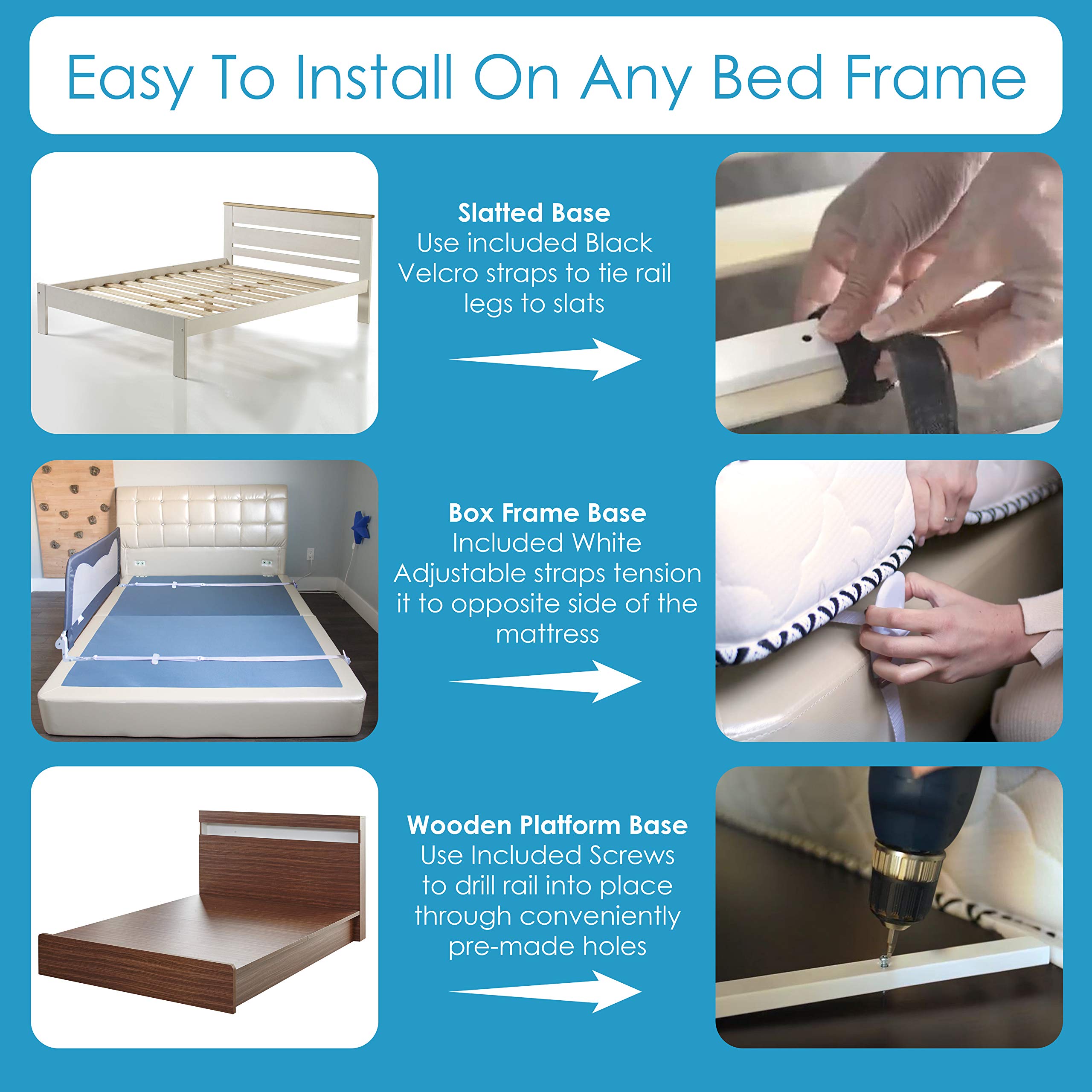 Bed Safety Rails for Toddlers - Bed Rail Guard for Queen, King, Full Szie, Twin Mattress Bed (Grey, 59Wx23.5H Inch (Long Extra Tall))