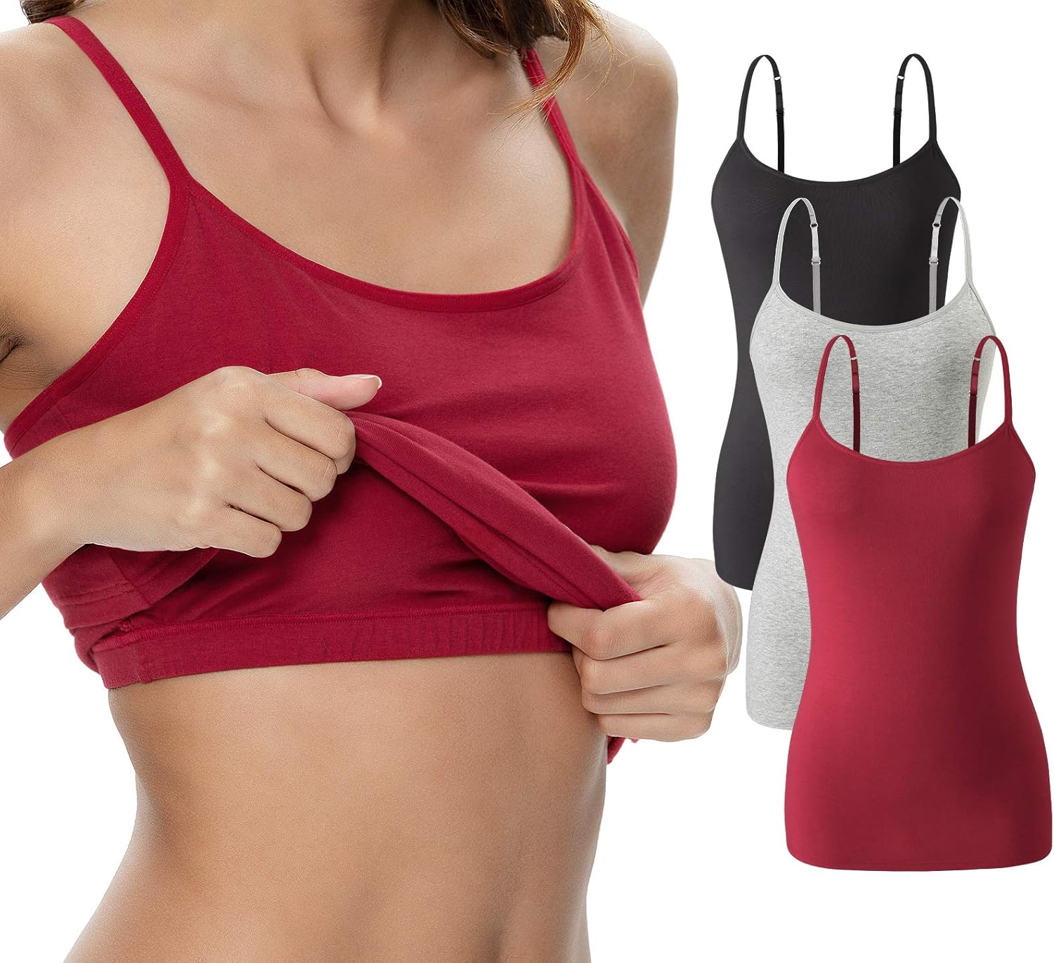 Vislivin Womens Cotton Camisole Adjustable Strap Tank Tops with Shelf Bra Stretch Undershirts at  Women’s Clothing store