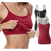 Vislivin Womens Cotton Camisole Adjustable Strap Tank Tops with Shelf Bra Stretch Undershirts