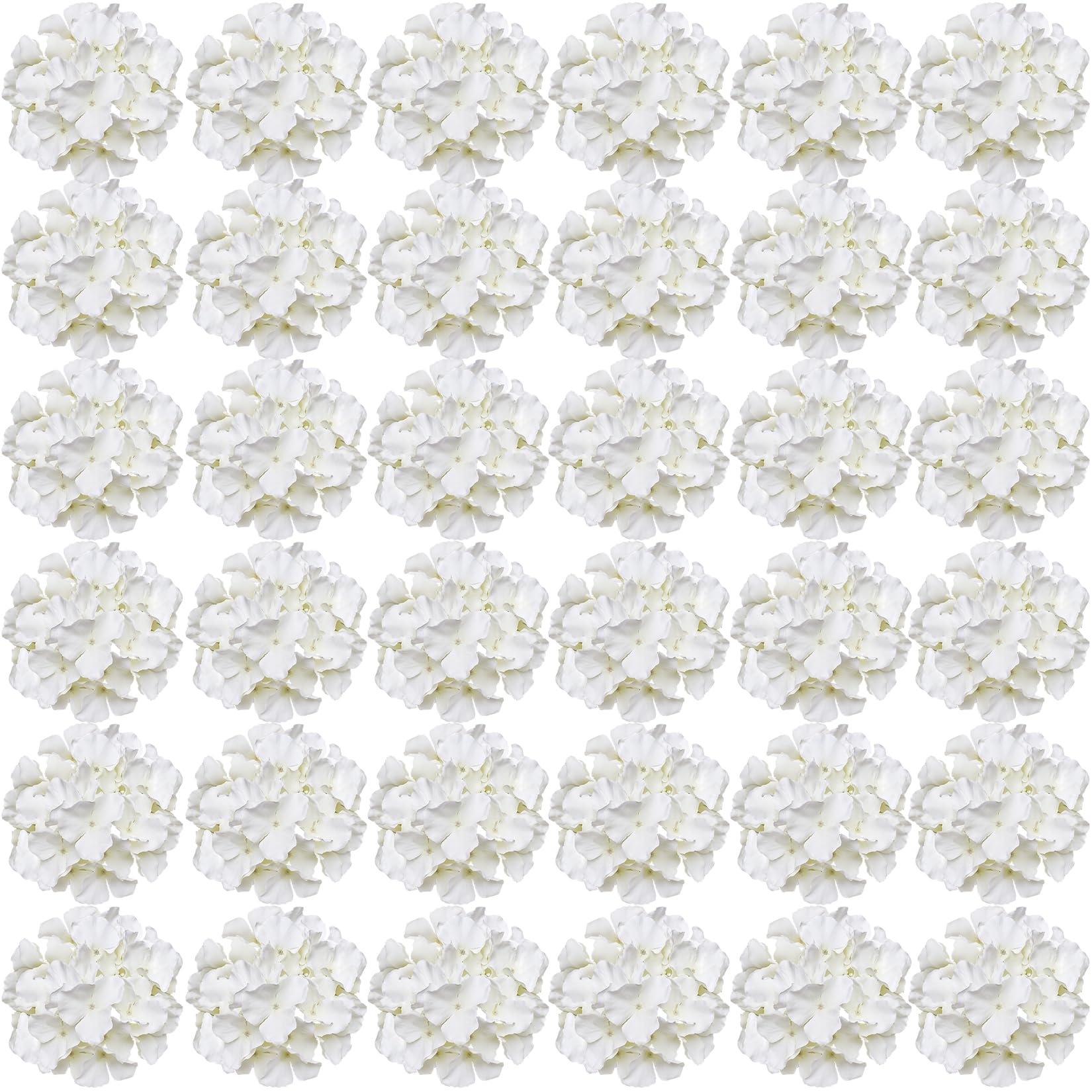 FagusHome 35 Pcs Silk Hydrangea Heads Artificial Flowers Heads with Stems Fake Hydrangea Flowers Head Diameter 7 Inches for Home Wedding Décor (Creamy White)