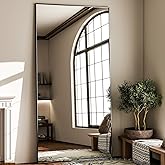 GLSLAND 71"x31" Full Length Mirror Extra Large Hanging or Leaning Rectangle Mirror Aluminum Alloy Thin Frame Bedroom Floor Dressing,Black