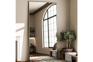 GLSLAND 71"x31" Full Length Mirror Extra Large Hanging or Leaning Rectangle Mirror Aluminum Alloy Thin Frame Bedroom Floor Dressing,Black