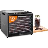 Excalibur Electric Food Dehydrator Performance Series 10-Tray with Adjustable Temperature Control Includes Stainless Steel Drying Trays Glass Door Top View Window and LED Display Progress Bar, Black