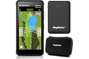 SkyCaddie PRO 4X Handheld Golf GPS Bundle - 4" LCD Display, 35,000 Maps, Dynamic HoleVue - Includes PlayBetter Portable Charger & Protective Hard Case - TruePoint Precision Positioning Technology