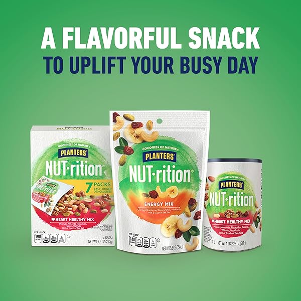 PLANTERS NUT-RITION HEART HEALTHY MIX WITH WALNUTS, 7.5 OZ BOX (CONTAINS 7 INDIVIDUAL POUCHES) – ON-THE-GO/ WORK/SCHOOL SNACK AND ACTIVE LIFESTYLE SNACK – GREAT CAMPING SNACKS – KOSHER