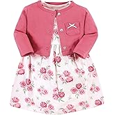 Hudson Baby Infant and Toddler Girls Cotton Dress and Cardigan Set