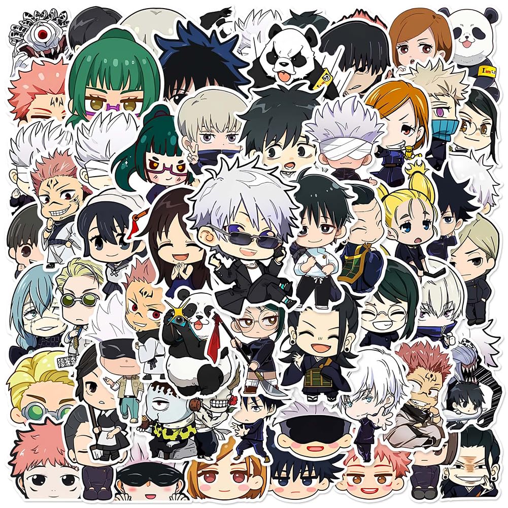 XESAGSNV 60 Q-Version Jujutsu Kaisen Graffiti Stickers for Phone Case, Luggage, Skateboard, Guitar, Laptop, Waterproof PVC Stickers