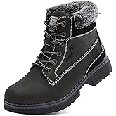 ANJOUFEMME Womens Hiking Snow Winter Boots - Waterproof Work Ankle Boots for Women Comfortable Warm Fur Boots for Backpacking Cycling