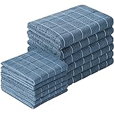 Puomue Microfiber Kitchen Towels and Dishcloths Set, 26 X 18 Inch and 12 X 12 Inch, Set of 12 Bulk Lint Free Dish Towels for Drying Dishes, Blue