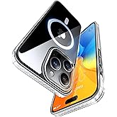 TORRAS Shockproof for iPhone 15 Pro Max Case Clear [Military-Grade Drop][Compatible with MagSafe][Yellowing Resistant] Hard PC Back, White Bumper Phone Case iPhone 15 Pro Max, Clear