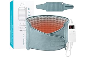SEVENAT Heating Pad for Back Pain and Cramps Relief, Menstrual Heating Pad for Period Cramps with 4 Timer Auto Shut Off & 6 Heat Setting, Large Electric Heat Pad with Belt, Dry & Moist Therapy (12"x24"+20'')