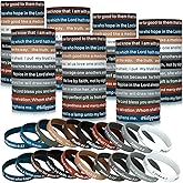Estune 120 Pieces Bible Verses Bracelets Motivational Quote Rubber Wristbands Christian Religious Silicone Bracelet Inspirational Silicone Wristbands for Unisex Men Women Easter party(Dark Color)