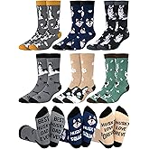 ShinyMatch 6 Pairs Funny Dog Socks for Men Novelty Corgi Pug Husky Crew Socks Birthday Valentine Gift for Dad Puppy Dog Lover