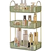 akinbas 3 Tier Bathroom Organizer Countertop Makeup Perfume Tray Skincare Organizer for Bathroom Dresser Vanity (Green)