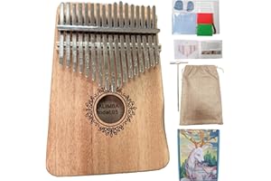 PFLMCR Kalimba Thumb Piano 17 Keys, Portable Mahogany Mbira Finger Piano with Protection Case, Carrying Bag, Instruction, Tune Hammer for Beginners Professional Holiday Gift(light wood)